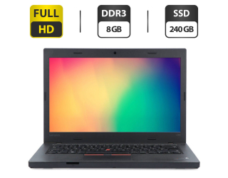 БУ Ноутбук Lenovo ThinkPad L460 / 14&quot; (1920x1080) IPS / Intel Core i7-6600U (2 (4) ядра по 2.6 - 3.4 GHz) / 8 GB DDR3 / 240 GB SSD / Intel HD Graphics 520 / WebCam / VGA из Европы в Харькове