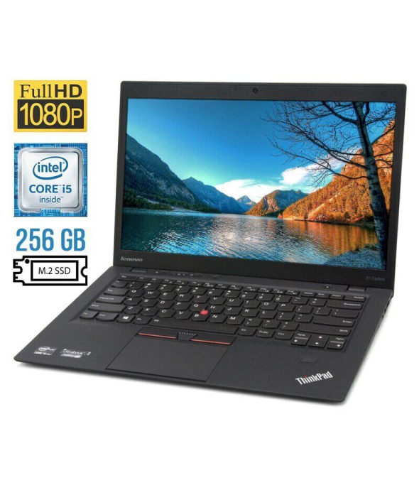 Ультрабук Б-класс Lenovo ThinkPad X1 Carbon (4th Gen) / 14&quot; (1920x1080) IPS / Intel Core i5-6300U (2 (4) ядра по 2.4 - 3.0 GHz) / 8 GB DDR3 / 256 GB SSD M.2 / Intel HD Graphics 520 / WebCam / Fingerprint - 1