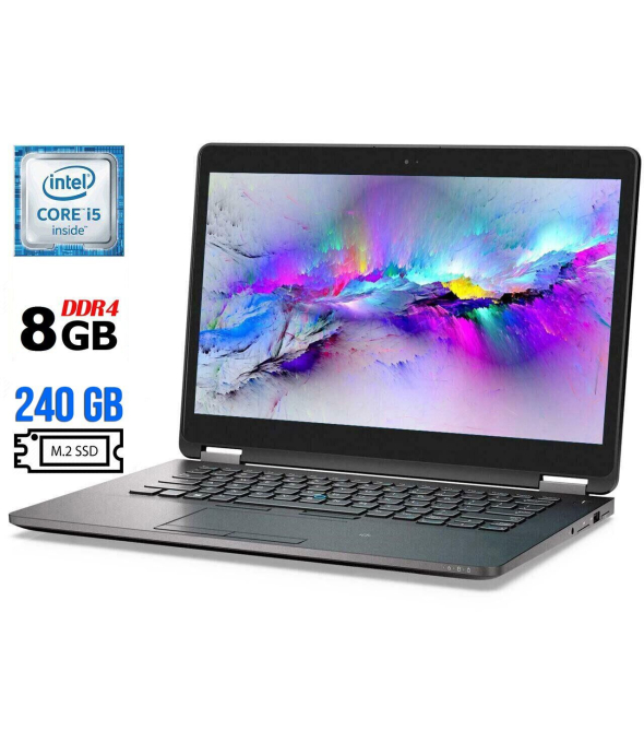 Ультрабук Б-класс Dell Latitude E7470 / 14&quot; (1920x1080) IPS / Intel Core i5-6300U (2 (4) ядра по 2.4 - 3.0 GHz) / 8 GB DDR4 / 240 GB SSD M.2 / Intel HD Graphics 520 / WebCam / HDMI / miniDP / Windows 10 лицензия - 1