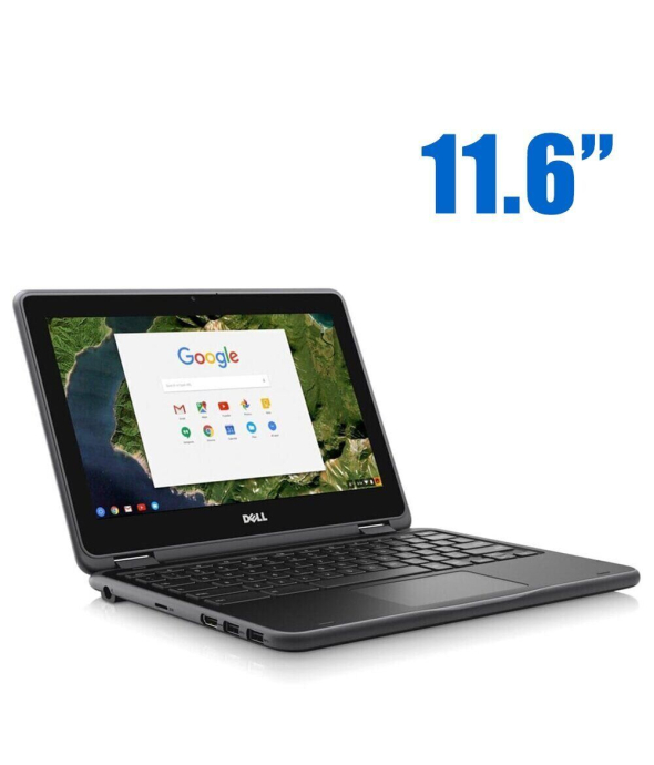 Нетбук Dell Chromebook 11-3189/ 11.6 &quot; (1366x768) IPS Touch / Intel Celeron N3060 (2 ядра по 1.6 - 2.48 GHz) / 4 GB DDR3 / 16 GB eMMC / Intel HD Graphics 500 / WebCam / Chrome OS - 1