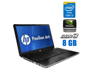 БУ Ноутбук Б-класс HP Pavilion dv6t-7000 / 15.6&quot; (1366x768) TN / Intel Core i5-3230M (2 (4) ядра по 2.6 - 3.2 GHz) / 8 GB DDR3 / 120 GB SSD / nVidia GeForce GT 630M, 1 GB DDR3, 128-bit / WebCam / DVD-ROM / АКБ не держит из Европы