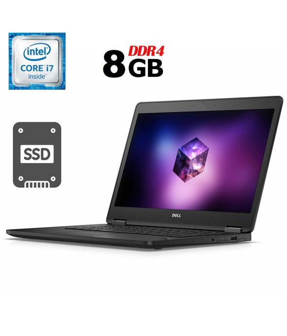 Ультрабук Б-класс Dell Latitude E7470 / 14&quot; (1366x768) TN / Intel Core i7-6600U (2 (4) ядра по 2.6 - 3.4 GHz) / 8 GB DDR4 / 128 GB SSD / Intel HD Graphics 520 / HDMI / miniDP / Windows 10 лицензия - 1