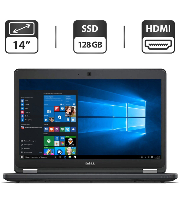 Ноутбук Б-класс Dell Latitude E5450 / 14&quot; (1366x768) TN / Intel Core i5-5300U (2 (4) ядра по 2.3 - 2.9 GHz) / 8 GB DDR3 / 128 GB SSD / Intel HD Graphics 5500 / WebCam / HDMI - 1
