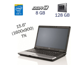 БУ Ноутбук Fujitsu LifeBook E752 / 15.6&quot; (1600x900) TN / Intel Core i5-3320M (2 (4) ядра по 2.6-3.3 GHz) / 8 GB DDR3 / 128 GB SSD / WebCam / Windows 10 PRO Lic из Европы в Харкові