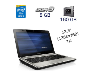БУ Ноутбук Lenovo IdeaPad Z360 / 13.3&quot; (1366x768) TN / Intel Core i5-450M (2 (4) ядра по 2.66 - 2.4 GHz) / 8 GB DDR3 / 160 GB SSD / nVidia GeForce 310M, 512 MB GDDR3, 64-bit / WebCam / Windows 10 Pro LIC из Европы в Харкові