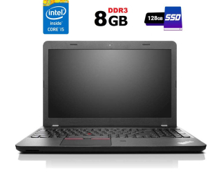 БУ Ноутбук Lenovo ThinkPad E550 / 15.6&quot; (1366x768) TN / Intel Core i5-5200U (2 (4) ядра по 2.2 - 2.7 GHz) / 8 GB DDR3 / 128 GB SSD / Intel HD Graphics 5500 / WebCam / HDMI из Европы в Харькове