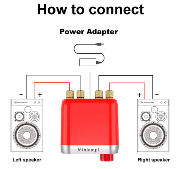 Усилитель звука Hi-Fi Miniampl 2x50W Bluetooth/AUX/MicroUSB + адаптер питания - 7