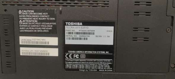 Ноутбук Toshiba Tecra A11 / 15.6&quot; (1366x768) TN / Intel Core i3-330M (2 (4) ядра по 2.13 GHz) / 4 GB DDR3 / 256 GB SSD / Intel HD Graphics / WebCam - 8
