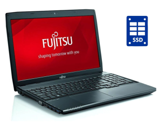 БУ Ноутбук Fujitsu LifeBook A555 / 15.6&quot; (1366x768) TN / Intel Core i3-5005U (2 (4) ядра по 2.0 GHz) / 8 GB DDR3 / 256 GB SSD / Intel HD Graphics 5500 / WebCam / DVD-ROM / Win 10 Pro из Европы в Харькове
