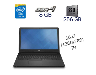 БУ Ноутбук Dell Vostro 15-3568 / 15.6&quot; (1366x768) TN / Intel Core i3-6006U (2 (4) ядра по 2.0 GHz) / 8 GB DDR4 / 256 GB SSD / WebCam / Windows 10 PRO Lic из Европы в Харькове
