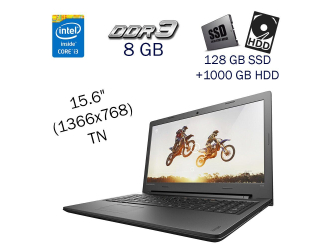 БУ Ігровий ноутбук Lenovo IdeaPad 100-15IBD / 15.6&quot; (1366x768) TN / Intel Core i3-5005U (2 (4) ядра по 2.0 GHz) / 8 GB DDR3 / 128 GB SSD+1000 Gb HDD / nVidia GeForce 920MX, 2 GB GDDR5, 64-bit / WebCam / Windows 10 PRO Lic из Европы в Харкові