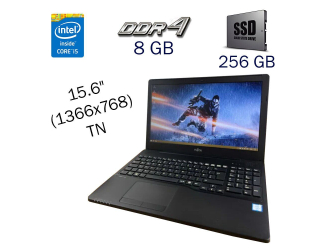 БУ Ноутбук Б клас Fujitsu LifeBook A556 / 15.6&quot; (1366x768) TN / Intel Core i5-6200U (2 (4) ядра по 2.3 - 2.8 GHz) / 8 GB DDR4 / 256 GB SSD / Intel HD Graphics 520 / WebCam / Fingerrnint / Windows 10 PRO Lic из Европы в Харкові