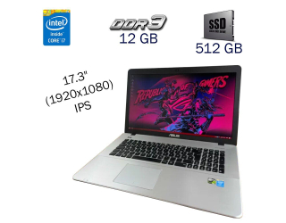 БУ Ігровий ноутбук Asus X751LX/ 17.3 &quot; (1920x1080) IPS / Intel Core i7-5500U (2 (4) ядра по 2.4 - 3.0 GHz) / 12 GB DDR3 / 512 GB SSD Samsung / nVidia GeForce GTX 950M, 2 GB GDDR5, 128-bit / WebCam / Windows 10 PRO Lic из Европы в Харкові
