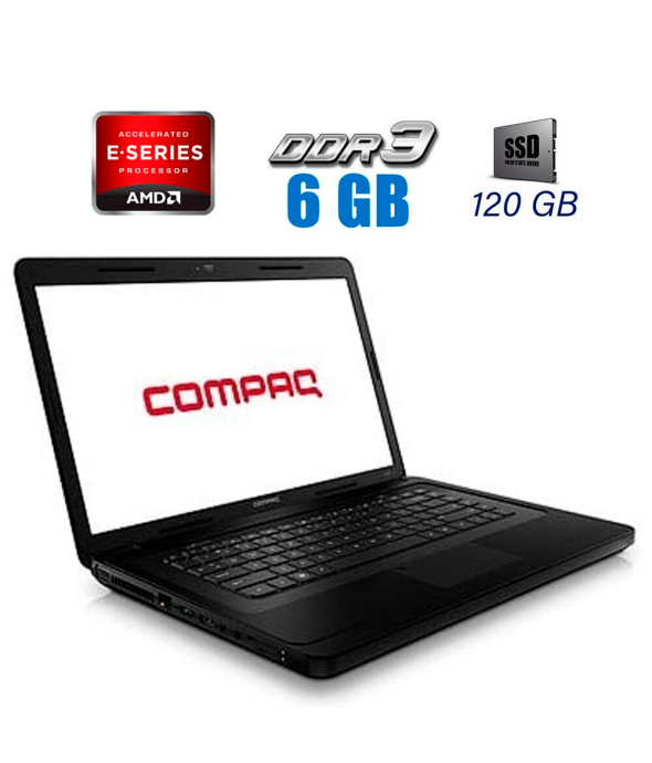 Ноутбук Б-класс HP Compaq Presario CQ57 / 15.6&quot; (1366x768) TN / AMD E300 (2 ядра по 1.3 GHz) / 6 GB DDR3 / 120 GB SSD / AMD Radeon HD 6310 Graphics / WebCam / DVD-ROM / VGA - 1