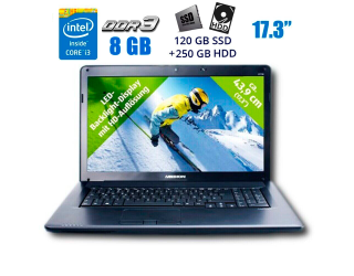 БУ Ноутбук Б-клас Medion Akoya E7216 / 17.3&quot; (1600x900) TN / Intel Core i3-380M (2 (4) ядра по 2.53 GHz) / 8 GB DDR3 / 120 GB SSD + 250 GB HDD / Intel HD Graphics / NoWebCam / New АКБ из Европы в Харкові