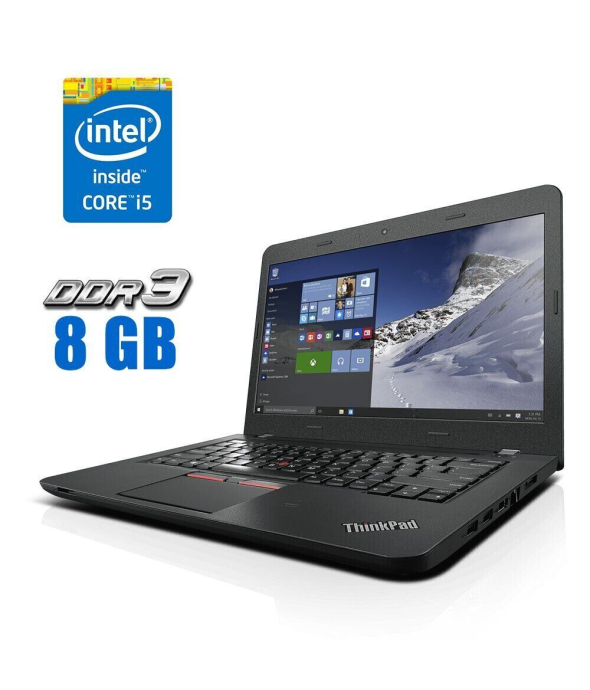 Ультрабук Lenovo ThinkPad E460 / 14&quot; (1920x1080) IPS / Intel Core i5-6200U (2 (4) ядра по 2.3 - 2.8 GHz) / 8 GB DDR3 / 240 GB SSD / Intel HD Graphics 520 / WebCam - 1