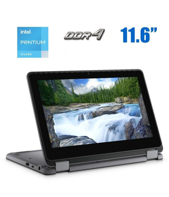 Ноутбук-трансформер Dell Latitude 3120 2-in - 1 / 11.6&quot; (1366x768) IPS Touch / Intel Pentium Silver N6000 (4 ядра по 1.1-3.3 GHz) / 4 GB DDR4 / 256 GB SSD M. 2 / Intel UHD Graphics / WebCam / Windows 10 Pro - 1