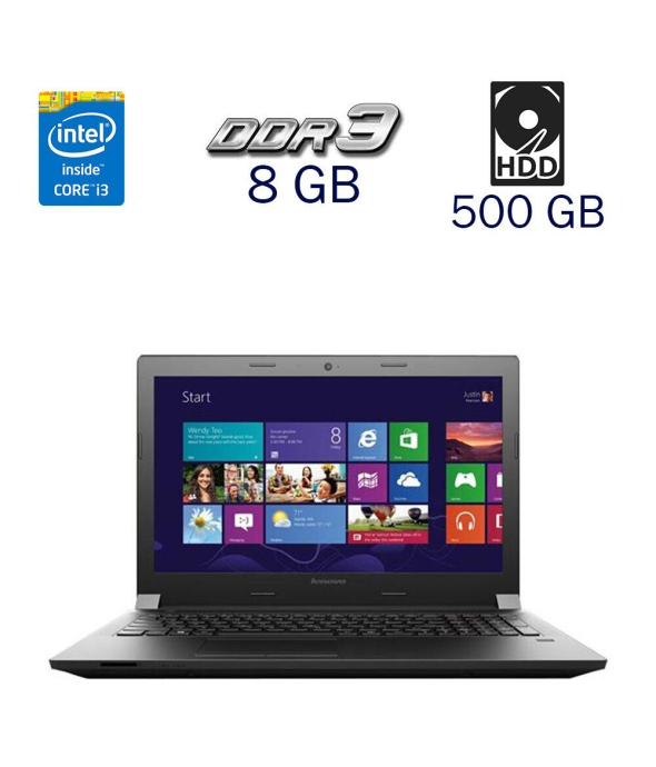 Ноутбук Lenovo B50-80 / 15.6&quot; (1366х768) TN / Intel Core i3-4005U (2 (4) ядра по 1.7 GHz) / 8 GB DDR3 / 500 GB HDD / Intel HD Graphics 4400 / WebCam / Windows 10 PRO Lic - 1