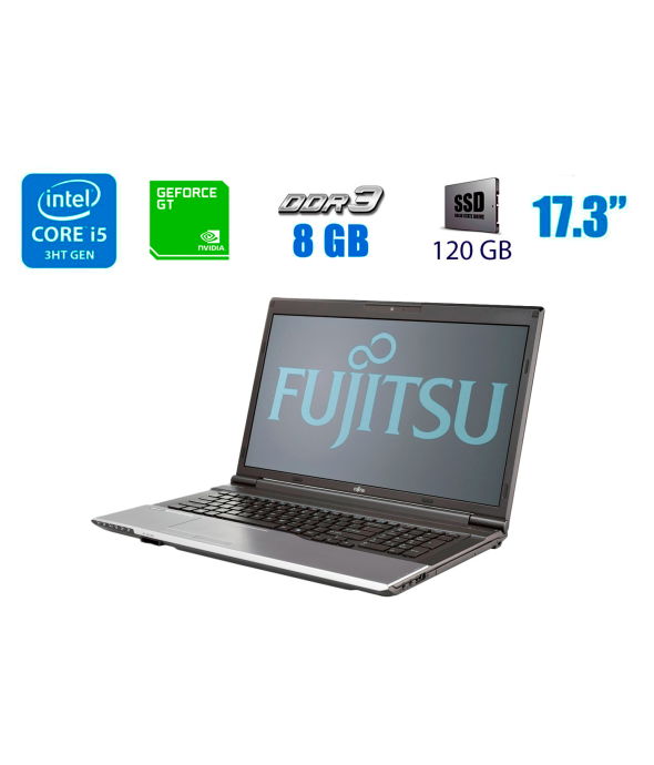 Ноутбук Fujitsu Lifebook N532 / 17.3&quot; (1600x900) TN / Intel Core i5-3230M (2 (4) ядра по 2.6 - 3.2 GHz) / 8 GB DDR3 / 120 GB SSD / nVidia GeForce GT 620M, 1 GB DDR3, 64-bit / WebCam / USB 3.0 / HDMI - 1