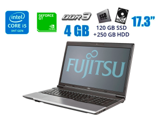 БУ Ноутбук Fujitsu Lifebook N532 / 17.3&quot; (1600x900) TN / Intel Core i5-3230M (2 (4) ядра по 2.6 - 3.2 GHz) / 4 GB DDR3 / 120 GB SSD + 250 GB HDD / nVidia GeForce GT 620M, 1 GB DDR3, 64-bit / WebCam / USB 3.0 / HDMI из Европы в Харкові