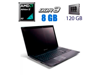 БУ Ноутбук Acer Packard Bell MS2291 / 17.3&quot; (1600x900) TN / AMD Athlon II X2 P320 (2 ядра по 2.1 GHz) / 8 GB DDR3 / 120 GB SSD / ATI Radeon HD 4250 / WebCam / DVD-ROM из Европы в Харкові
