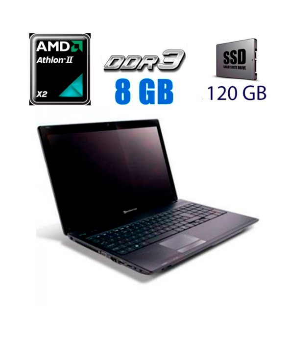 Ноутбук Acer Packard Bell MS2291 / 17.3&quot; (1600x900) TN / AMD Athlon II X2 P320 (2 ядра по 2.1 GHz) / 8 GB DDR3 / 120 GB SSD / ATI Radeon HD 4250 / WebCam / DVD-ROM - 1