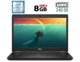 БУ Ноутбук Dell Latitude 5480 / 14&quot; (1366x768) TN / Intel Core i7-7600U (2 (4) ядра по 2.8 - 3.9 GHz) / 8 GB DDR4 / 240 GB SSD M. 2 / Intel HD Graphics 620 / WebCam / USB 3.1 / HDMI / Windows 11 Ліцензія из Европы в Харкові