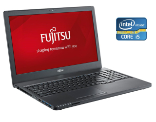 БУ Ноутбук Fujitsu LifeBook A557 / 15.6 &quot; (1366x768) TN / Intel Core i5-7200U (2 (4) ядра по 2.5 - 3.1 GHz) / 8 GB DDR4 / 250 GB SSD / Intel HD Graphics 620 / WebCam / DVD-ROM / Win 10 Pro из Европы в Харкові