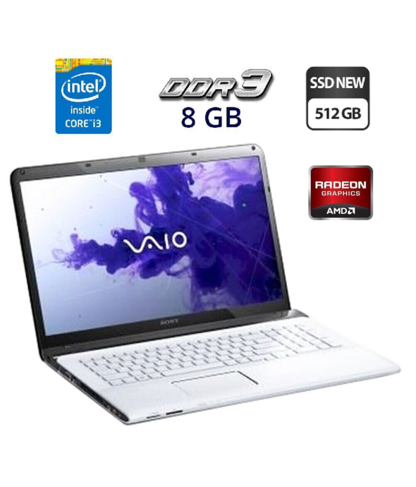 Ігровий Ноутбук Б-клас Sony VAIO SVE171E11M / 17.3&quot; (1600x900) TN / Intel Core i3-3110M (2 (4) ядра по 2.4 GHz) / 8 GB DDR3 / 512 GB SSD NEW / ATI Radeon HD 7650M, 1 GB, DDR3, 128-bit / WebCam / USB 3.0 / DVD-ROM - 1