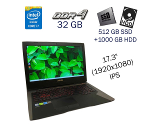 БУ Игровой ноутбук Asus ROG G752VM / 17.3&quot; (1920х1080) IPS / Intel Core i7-6700HQ (4 (8) ядра по 2.6 - 3.5 GHz) / 32 GB DDR4 / 512 GB SSD+1000 GB HDD / nVidia GeForce GTX 1060, 6 GB GDDR5, 192-bit / WebCam из Европы в Харькове
