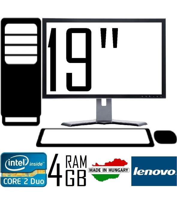 LENOVO M58 CORE 2 DUO E8400 3.00 GHZ 4GB RAM 160GB HDD + 18.5&quot; LG W1946S - 1