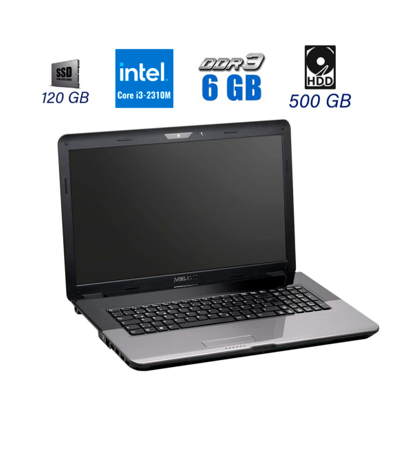 Ноутбук Б-клас Medion Akoya E7218 / 17.3&quot; (1600x900) TN / Intel Core i3-2310M (2 (4) ядра по 2.1 GHz) / 6 GB DDR3 / 120 GB SSD + 500 Gb HDD / Intel HD Graphics / WebCam / USB 3.0 - 1