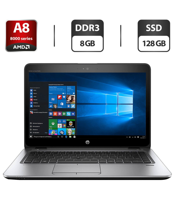 Ноутбук Б-клас HP EliteBook 745 G3 / 14&quot; (1366x768) TN / AMD Pro A8-8600b (4 ядра по 1.6-3.0 GHz) / 8 GB DDR3 / 128 GB SSD / AMD Radeon R6 Graphics / WebCam / VGA - 1