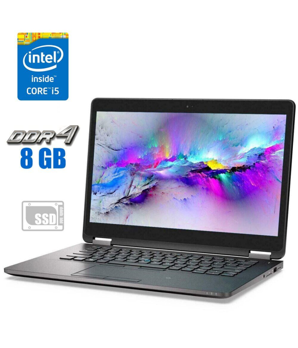 Ультрабук Б-класс Dell Latitude E7470 / 14&quot; (1920x1080) IPS / Intel Core i5-6300U (2 (4) ядра по 2.4 - 3.0 GHz) / 8 GB DDR4 / 240 GB SSD / Intel HD Graphics 520 / WebCam - 1