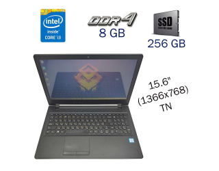 БУ Нотубук Б класс Lenovo IdeaPad 110-15ISK / 15.6&quot; (1366x768) TN / Intel Core i3-6100U (2 (4) ядра по 2.3 GHz) / 8 GB DDR4 / 256 GB SSD / WebCam / DVD-ROM из Европы в Харкові