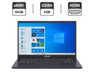 БУ Новый ультрабук Asus Laptop E410-M / 14&quot; (1366x768) TN / Intel Celeron N4020 (2 ядра по 1.1 - 2.8 GHz) / 4 GB DDR4 / 64 GB eMMC / Intel UHD Graphics 600 / WebCam из Европы в Харкові