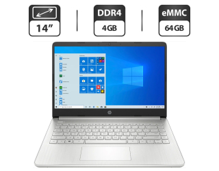 БУ Новый ультрабук HP Laptop 14-fq0036cl / 14&quot; (1366x768) TN / AMD 3020e (2 ядра по 1.1 - 2.6 GHz) / 4 GB DDR4 / 64 GB eMMC / AMD Radeon Graphics / WebCam / HDMI из Европы в Харкові