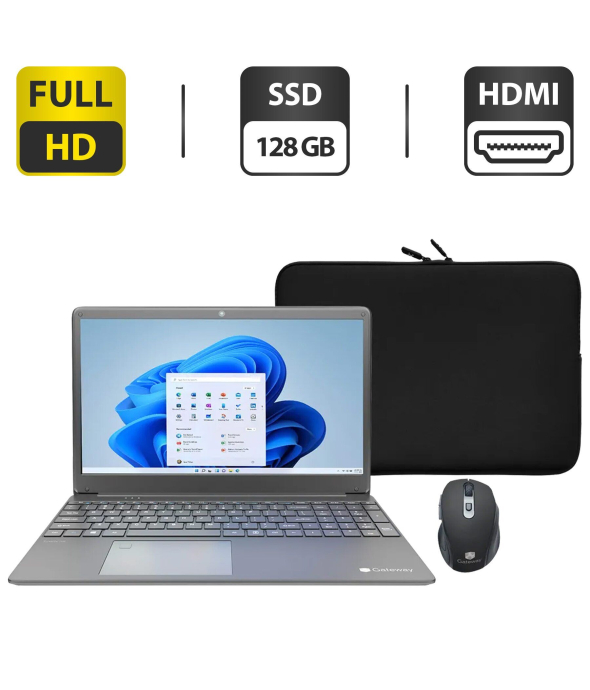 Новый ультрабук Gateway GWTN156-7BL Ultra Slim / 15.6&quot; (1920x1080) IPS / Intel Core i3-1115G4 (2 (4) ядра по 4.1 GHz) / 4 GB DDR4 / 128 GB SSD / Intel UHD Graphics / WebCam / Card Reader + Чехол и мышка в комплекте - 1