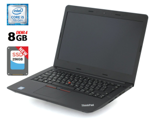 БУ Ноутбук Lenovo ThinkPad E470 / 14&quot; (1920x1080) IPS / Intel Core i5-7200U (2 (4) ядра по 2.5 - 3.1 GHz) / 8 GB DDR4 / 256 GB SSD NEW / Intel HD Graphics 620 / WebCam / HDMI из Европы в Харькове