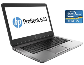 БУ Ноутбук HP ProBook 640 G1 / 14&quot; (1366x768) TN / Intel Core i5-4300M (2 (4) ядра по 2.6 - 3.3 GHz) / 8 GB DDR3 / 128 GB SSD / Intel HD Graphics 4600 / DVD-ROM / Win 10 Pro из Европы