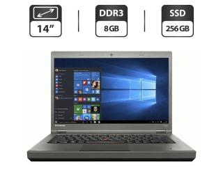 БУ Ноутбук Б-класс Lenovo ThinkPad T440p / 14&quot; (1366x768) TN / Intel Core i5-4300M (2 (4) ядра по 2.6 - 3.3 GHz) / 8 GB DDR3 / 256 GB SSD / Intel HD Graphics 4600 / WebCam / DVD-ROM / VGA из Европы в Харькове