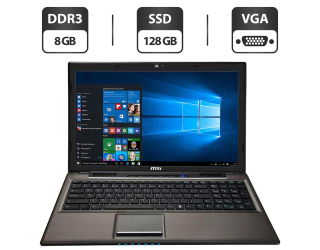БУ Ноутбук MSI CR61 / 15.6&quot; (1600x900) TN / Intel Core i3-4100M (2 (4) ядра по 2.5 GHz) / 8 GB DDR3 / 128 GB SSD / Intel HD Graphics 4600 / WebCam / VGA / HDMI из Европы