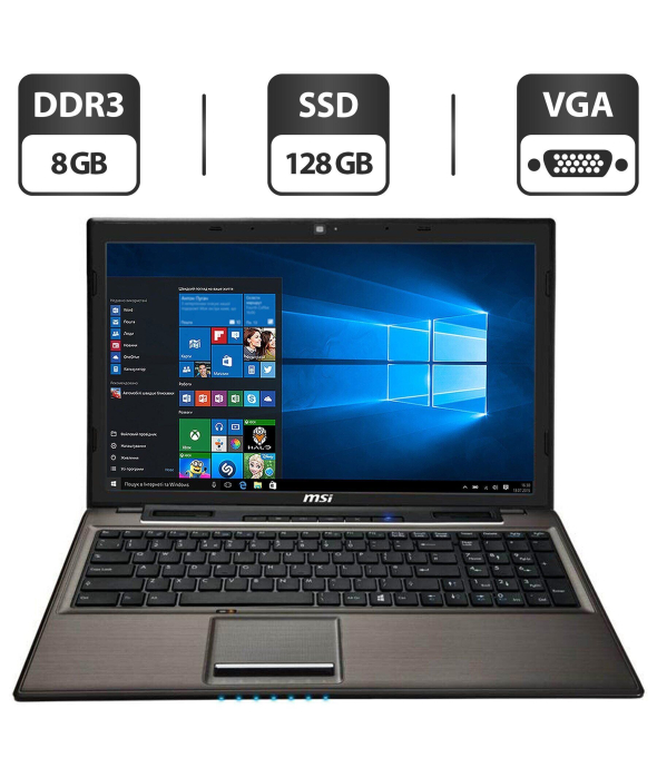 Ноутбук MSI CR61 / 15.6&quot; (1600x900) TN / Intel Core i3-4100M (2 (4) ядра по 2.5 GHz) / 8 GB DDR3 / 128 GB SSD / Intel HD Graphics 4600 / WebCam / VGA / HDMI - 1