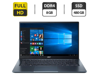 БУ Новый ультрабук Acer Swift SF314-511-360U Blue / 14&quot; (1920x1080) IPS / Intel Core i3-1115G4 (2 (4) ядра по 4.1 GHz) / 8 GB DDR4 / 480 GB SSD / Intel UHD Graphics / WebCam / HDMI / Windows 10 Home из Европы в Харькове