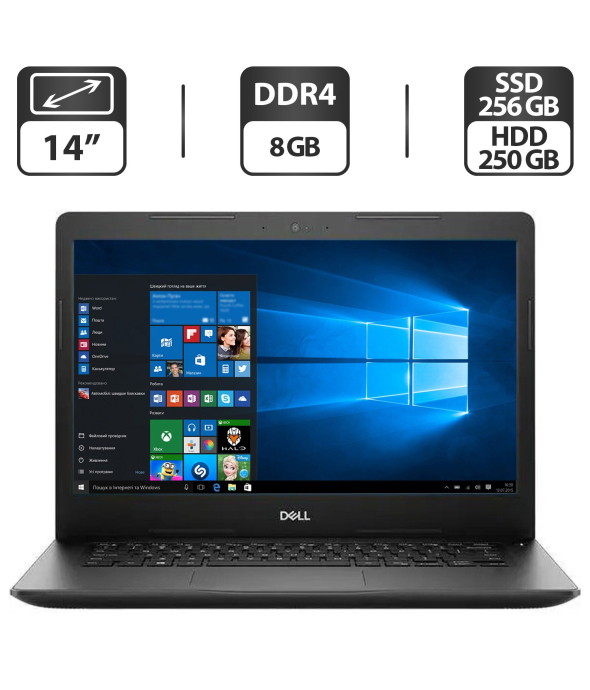 Ноутбук Dell Latitude 3490 / 14&quot; (1366x768) TN / Intel Core i3-8130U (2 (4) ядра по 2.2 - 3.4 GHz) / 8 GB DDR4 / 256 GB SSD + 250 GB HDD / Intel UHD Graphics 620 / WebCam / HDMI - 1