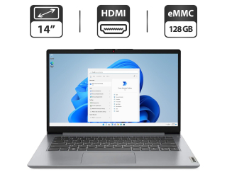 БУ Новый ультрабук Lenovo IdeaPad 1 14IGL7 / 14&quot; (1366x768) TN / Intel Pentium Silver N5030 (4 ядра по 1.1 - 3.1 GHz) / 4 GB DDR4 / 128 GB eMMC / Intel UHD Graphics 605 / WebCam / HDMI из Европы в Харкові