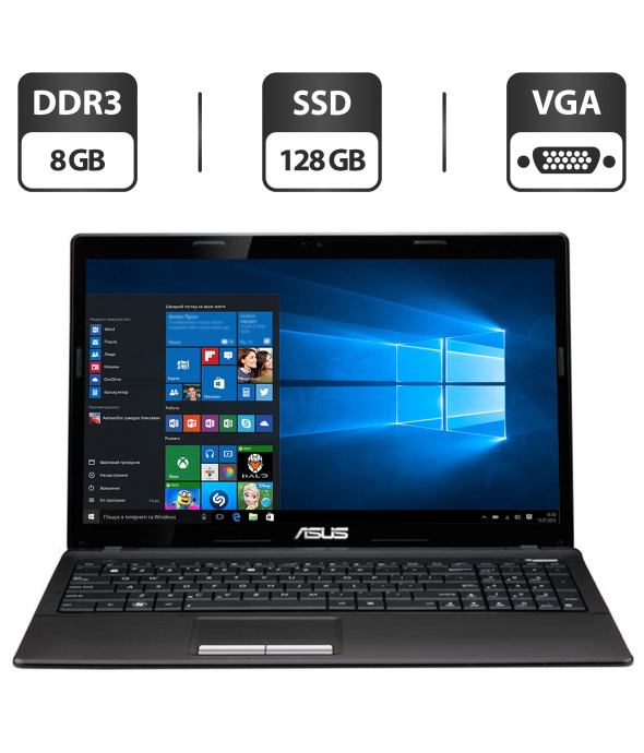 Ноутбук Asus K53Z / 15.6&quot; (1366x768) TN / AMD A6-3420M (4 ядра по 1.5 - 2.4 GHz) / 8 GB DDR3 / 128 GB SSD / AMD Radeon HD 6520G Graphics / WebCam / VGA - 1