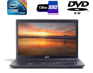 БУ Ноутбук Acer TravelMate 5740 / 15.6&quot; (1366x768) TN / Intel Core i5-430M (2 (4) ядра по 2.26 - 2.53 GHz) / 4 GB DDR3 / 128 GB SSD / Intel HD Graphics / WebCam / DVD-RW / HDMI из Европы в Харкові