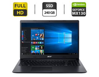 БУ Ноутбук Acer Aspire 3 A315-55KG / 15.6&quot; (1920x1080) TN / Intel Core i3-7020U (2 (4) ядра по 2.3 GHz) / 8 GB DDR4 / 240 GB SSD / nVidia GeForce MX130, 2 GB GDDR5, 64-bit / WebCam / HDMI из Европы в Харкові