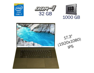 БУ Игровой ноутбук Dell XPS 17 9710 / 17.3&quot; (1920x1080) IPS / Intel Core i7-11800H (8 (16) ядер по 4.6 GHz) / 32 GB DDR4 / 1000 GB SSD / nVidia GeForce RTX 3050, 4 GB GDDR6, 128-bit / WebCam / Windows 11 PRO Lic из Европы в Харкові